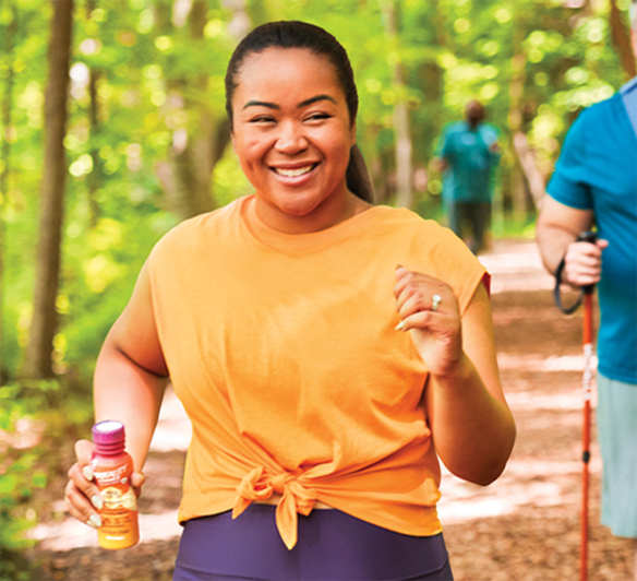 Woman running with a smile